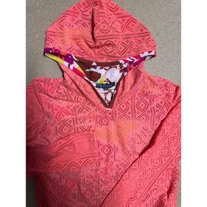 Title Nine Coral Crochet Hooded Cover Up Tunic Swim Beach size L $89